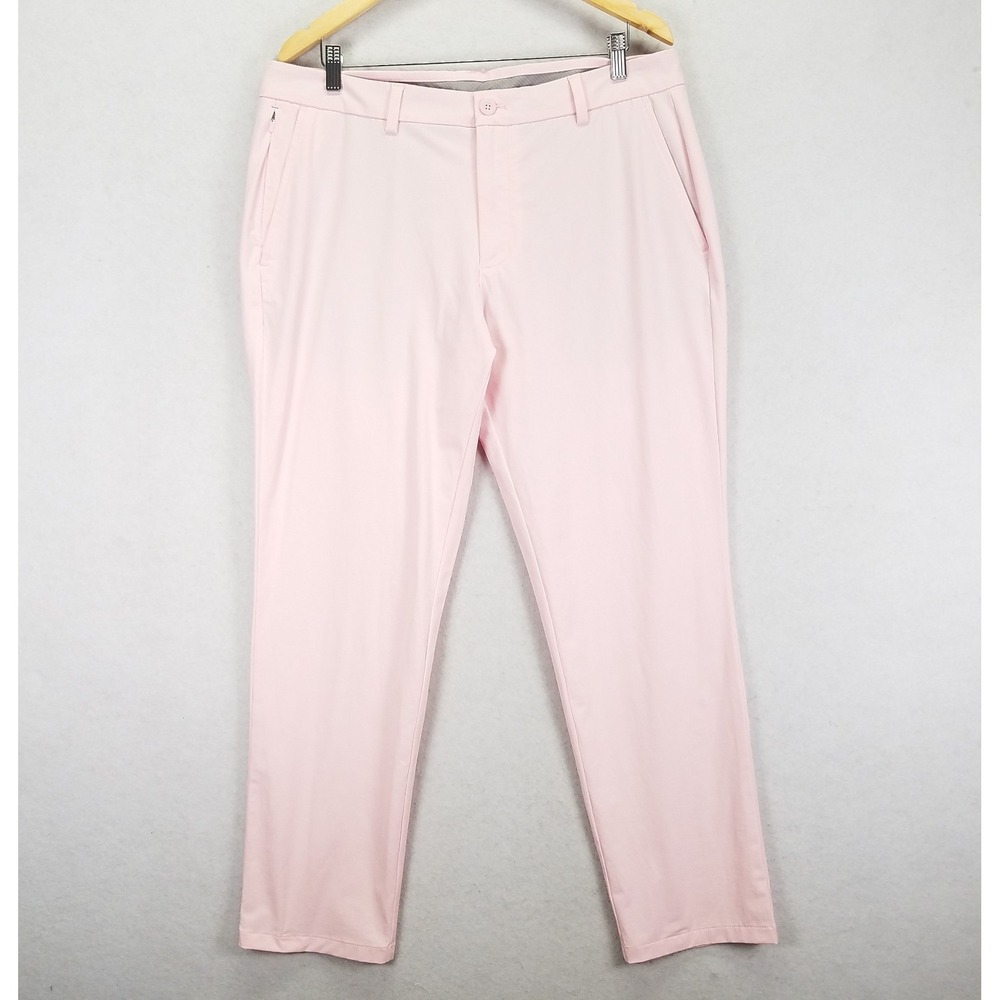 Vineyard Vines On The Go Pants Men 36 Pink Performance Cotton Chino Golf Golfing